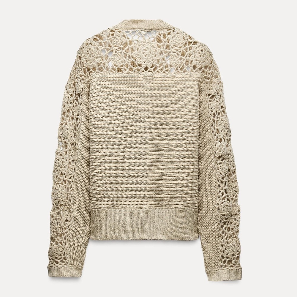 Zara Combination Crochet Knit Jacket - Picture 5 of 6